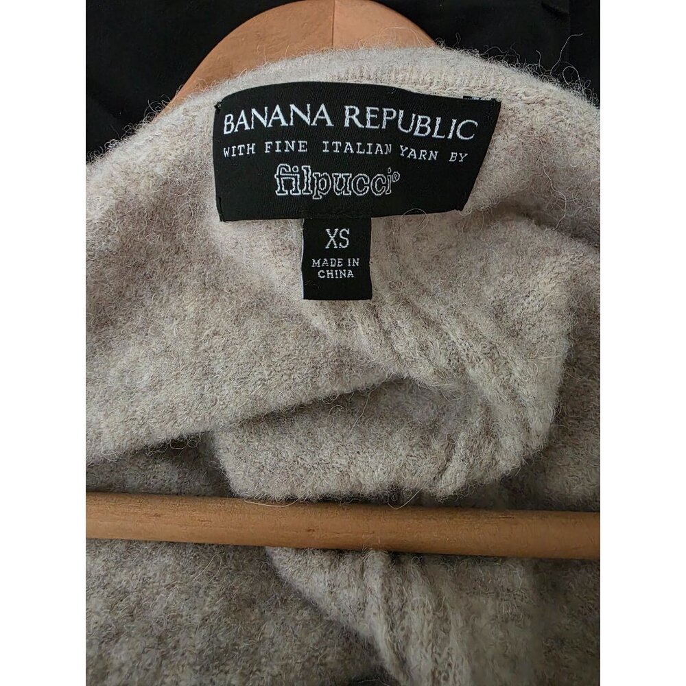 Banana Republic Aire Beige Cardigan Wool/Alpaca Blend Open Front Longline XS - Picture 4 of 7